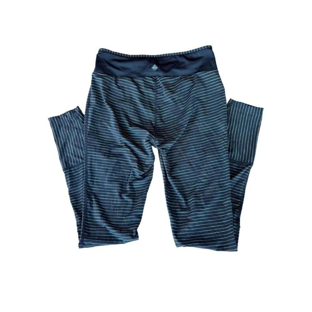 Prana Womens Small Striped Metallic‎ Gold Performance Yoga Leggings